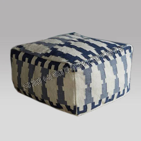 Indian Outdoor Pouf Cotton Handmade Stylish Elegant Square Shape Popular Fabric Seating Stools for Home Decoration
