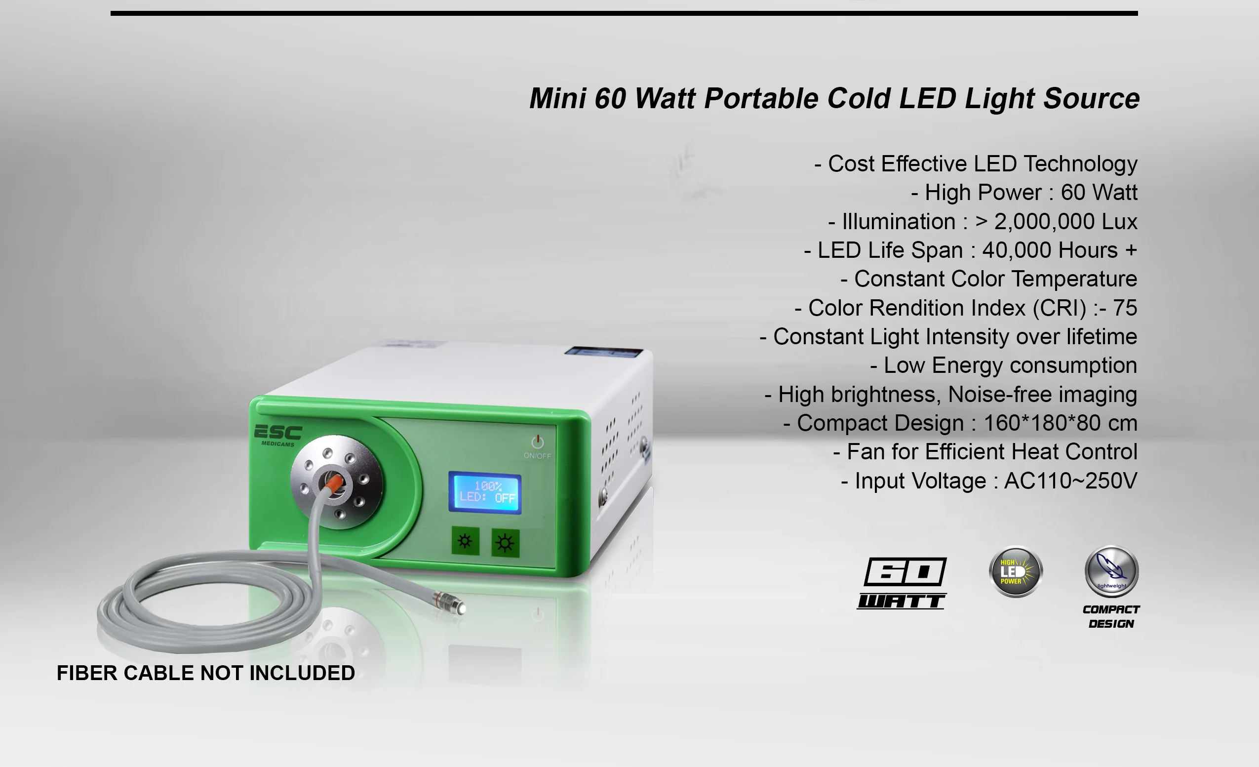 Холодный светодиодный источник света для медицинской эндоскопии лапароскопии ENT 60 Вт