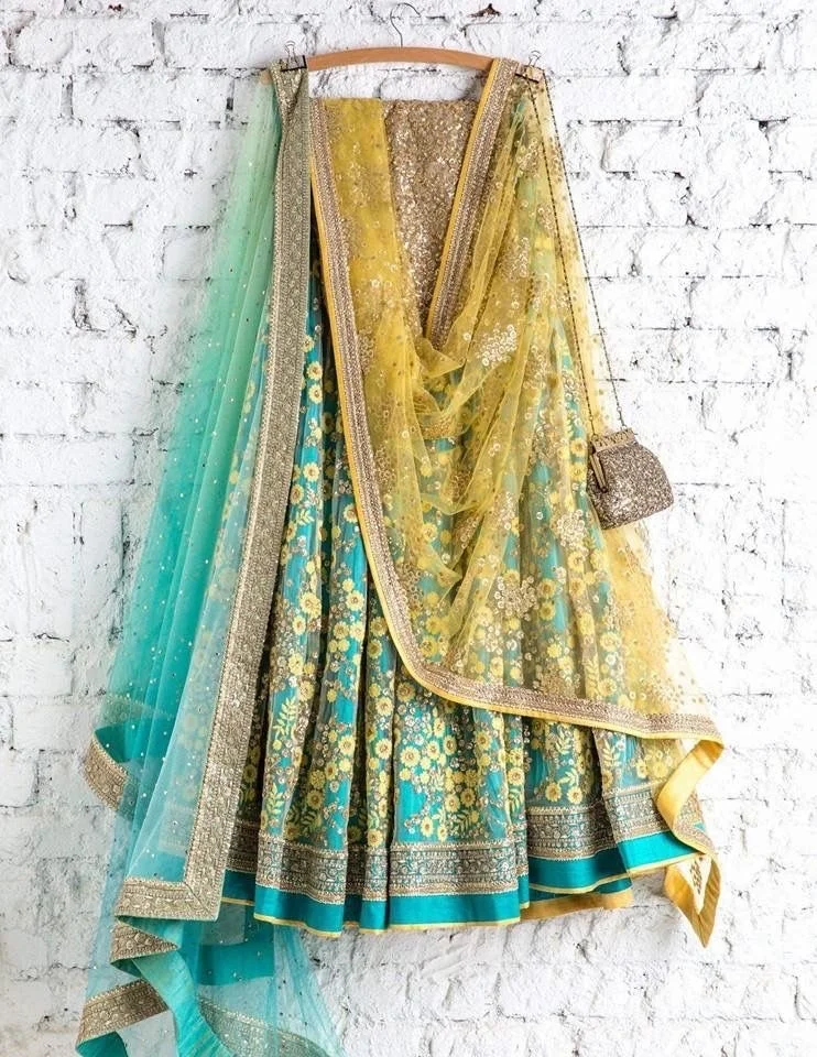 Fashionable rayon silk embroidery thread work lahnega choli with dupatta wholesale price manufacturing ethnic garment