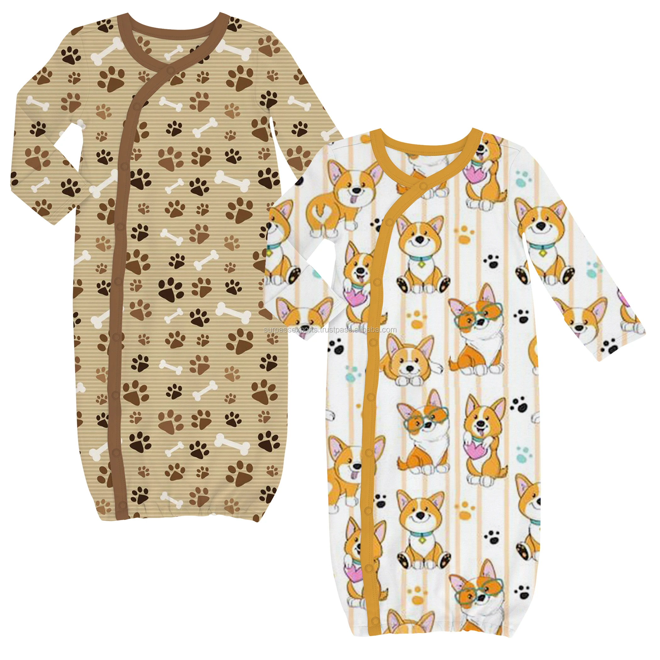 100% Organic Cotton Kimono Gown for Newborn Babies Summer Kids Apparel Export Quality Baby Clothes