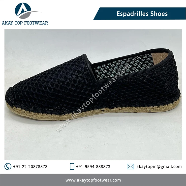 Espadrilles Custom Design Cotton Canvas Mesh Fabric Made Unisex Daily Wear EVA Sole Shoes/Flat Espadrilles from India