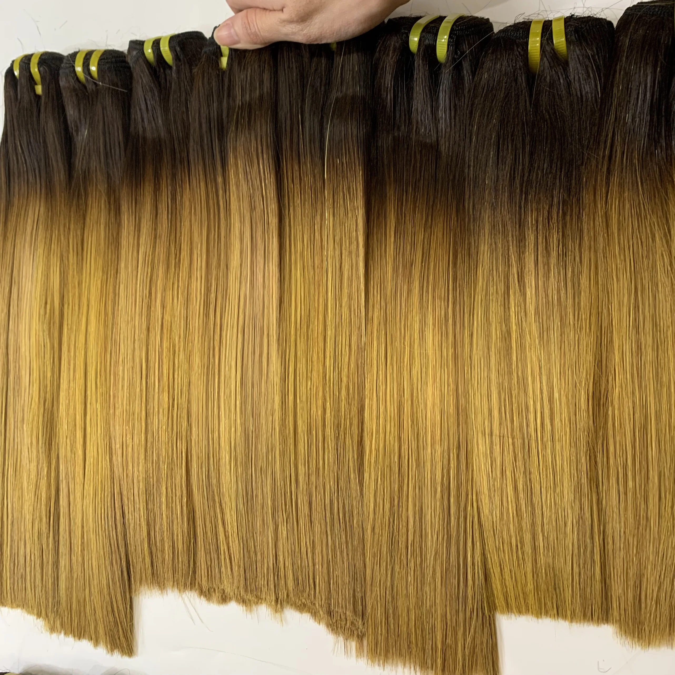 Прямые волосы с двойной косточкой Омбре, лучшее качество, прямые кости, 100%, человеческие волосы без спутывания, не спутываются, с завода во Вьетнаме