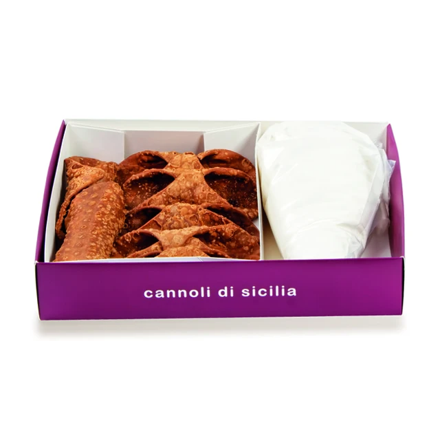 Hot sale made in italy artisanal  sicilian cannoli pastry with ricotta cream kit 7pcs big for wholesale