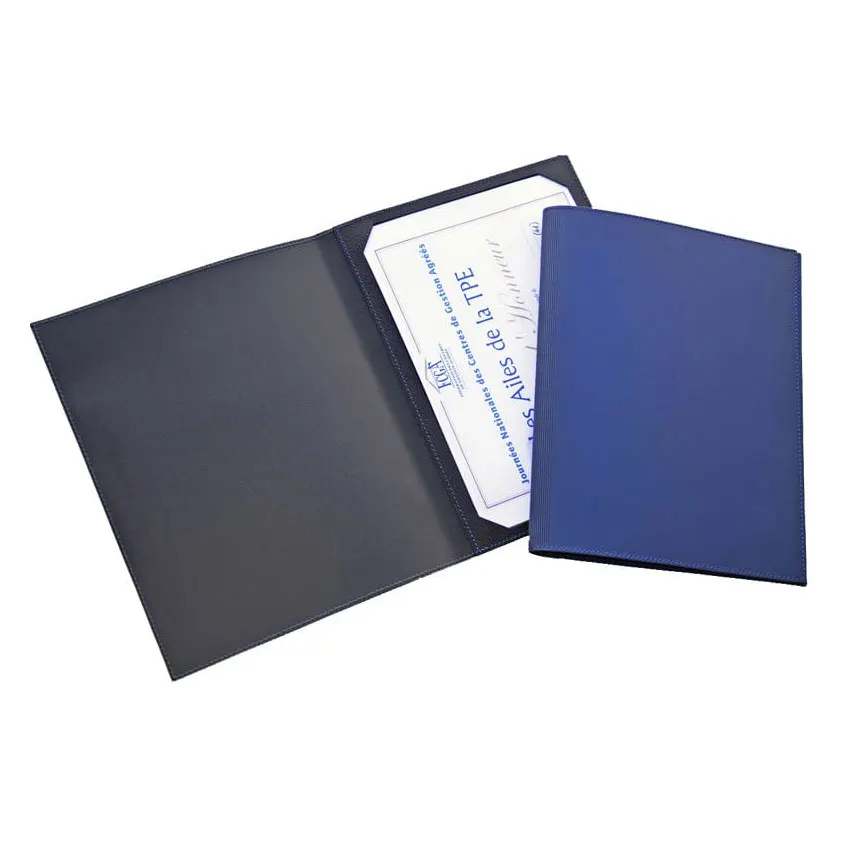 custom foil stamped logo A4 leather diploma cover certificate holder