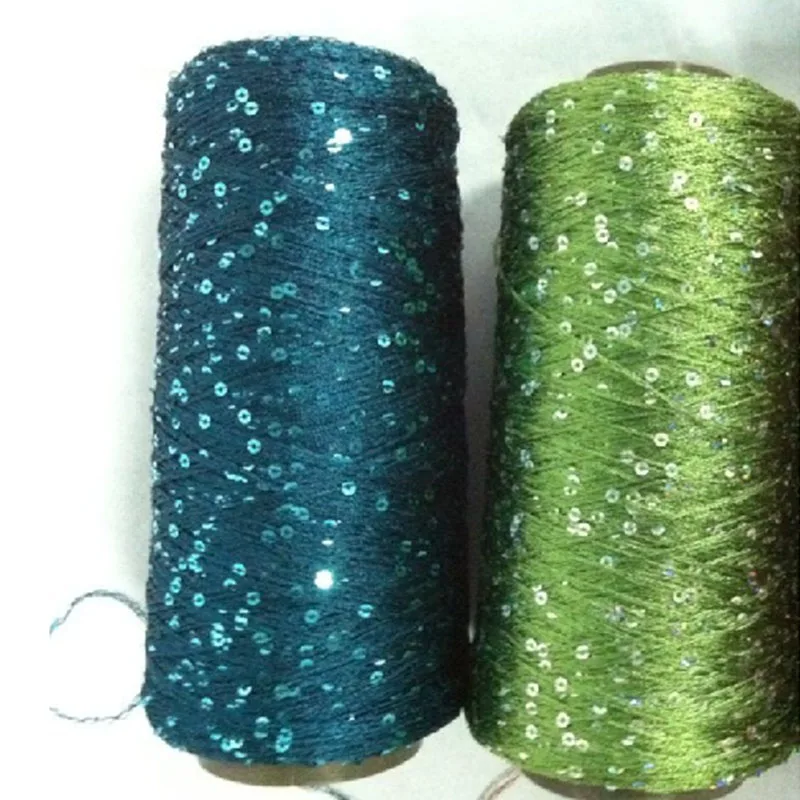 100% Polyester Paillette Bling knitting sequin beads yarn embroidery thread