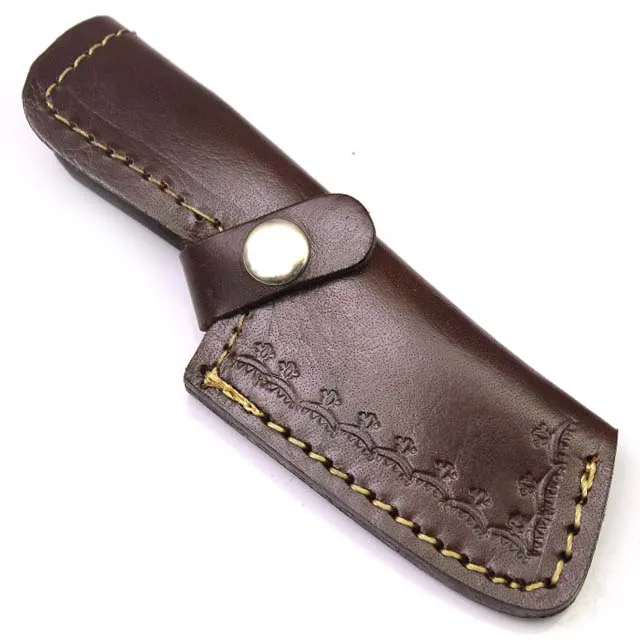 Cheap Price Factory Hot OEM  Product Rich Grain Leather Handmade Stamped Contrast Shaded Leather Sheath for Fixed Blade Knives