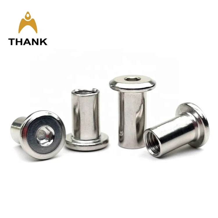 Stainless steel 304 flat head hex socket furniture connector sleeve barrel nut M3 M4 M6 M8 M10