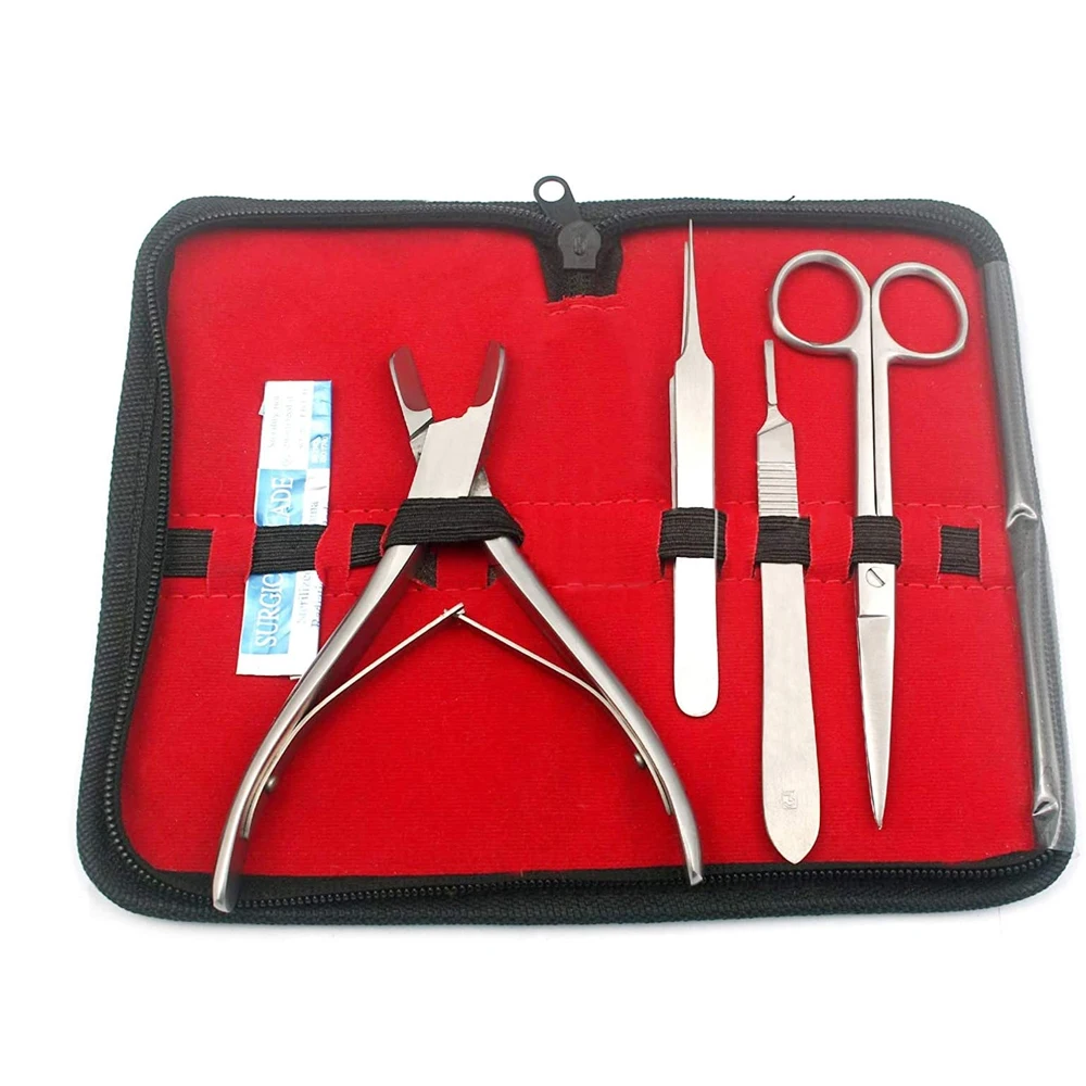 Medical Students Anatomy Biology Dissection Kit With Case Stainless Steel Made Scalpel / Blade Scissor Dissecting Kit