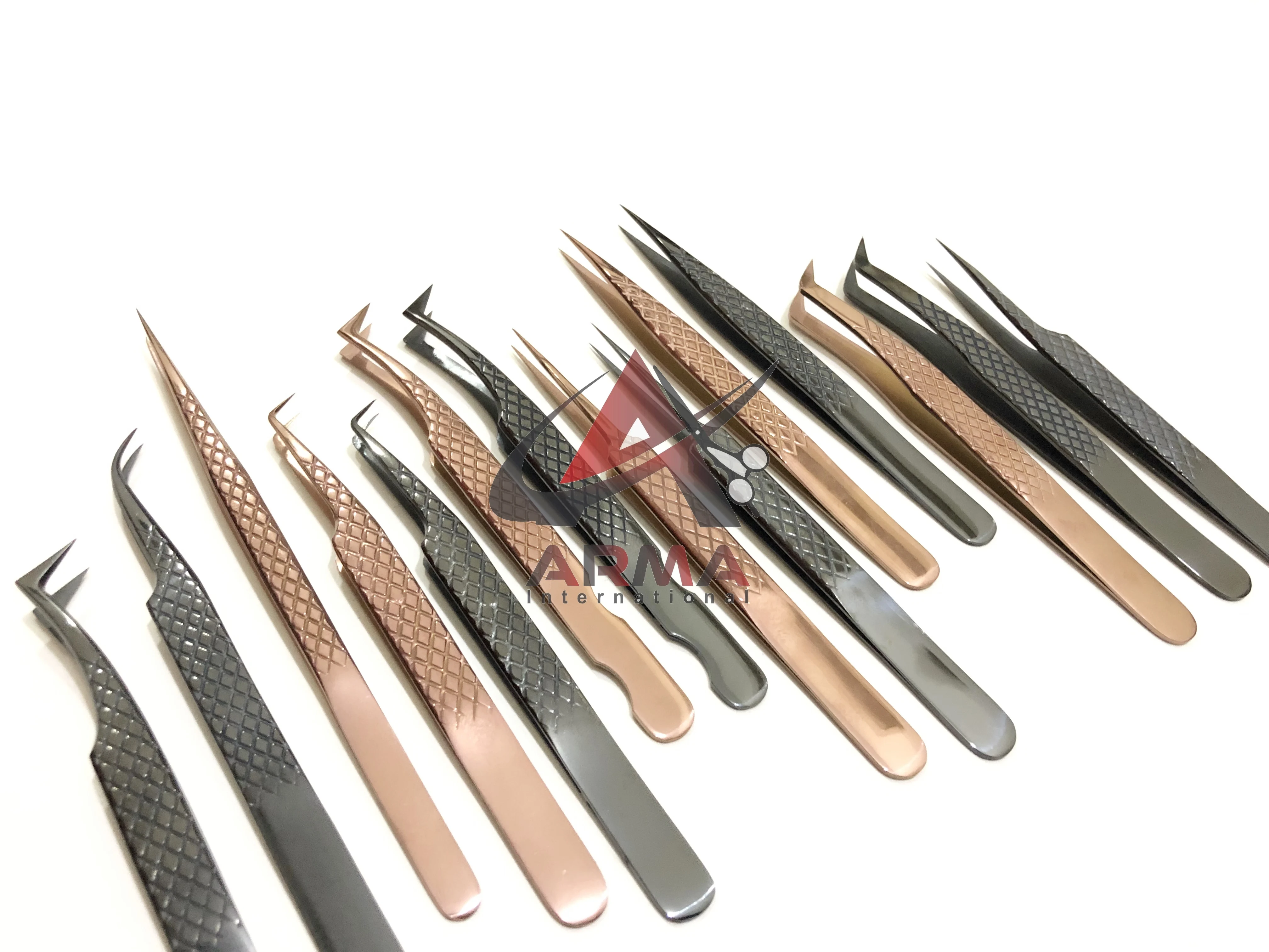 Jet Black High Quality Solid Eyelash Tweezers Isolation Boot Volume Eyelash Extension Tweezers For False Lashes Custom Logo