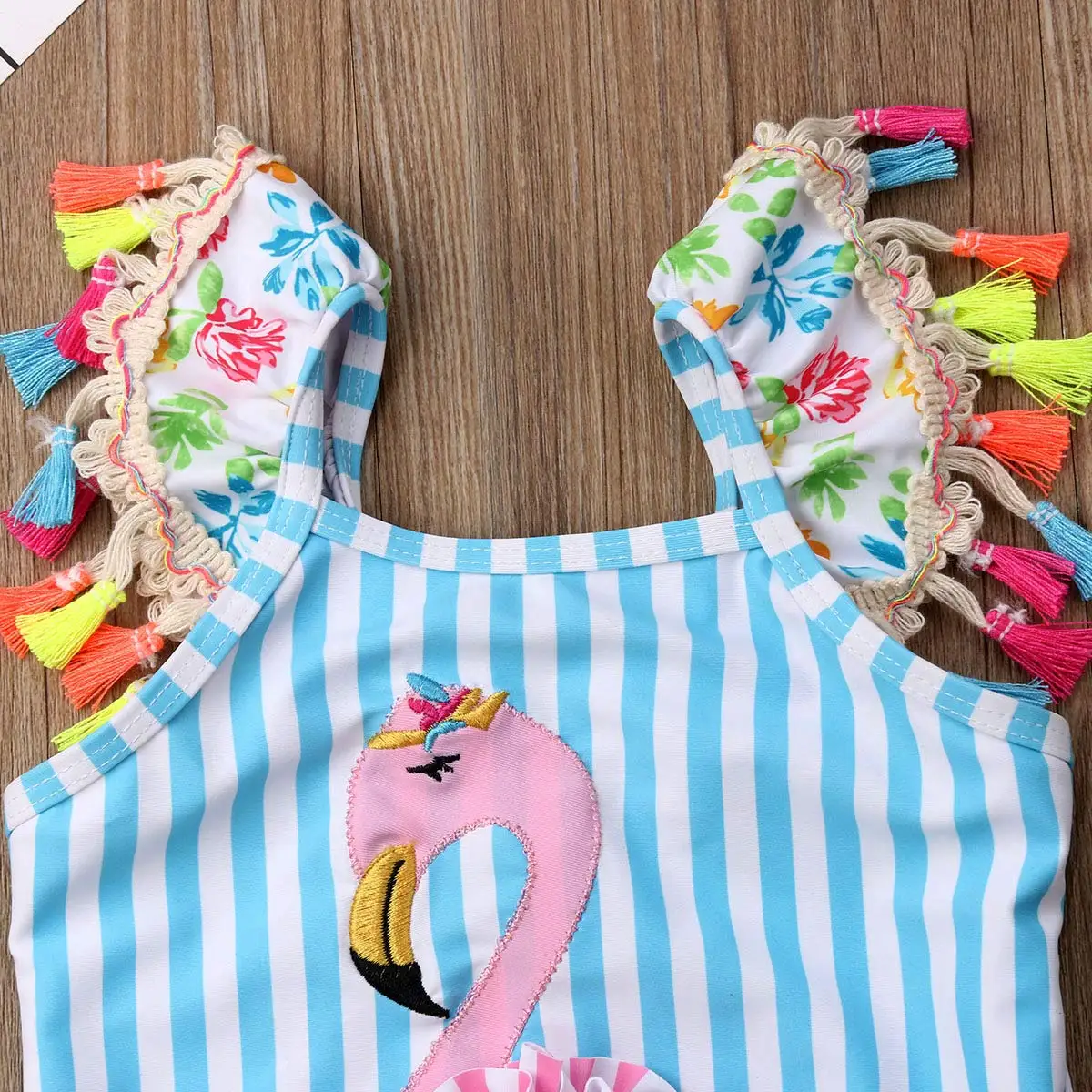 
Kids toddler baby girl one-piece swimwear bathing suits beach wear with flamingo print 