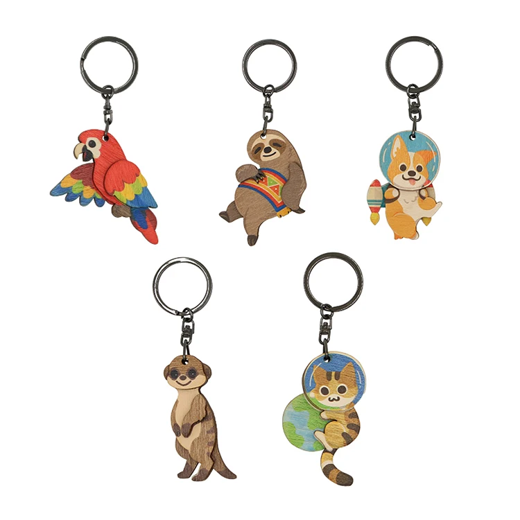 Sloth Wood Keychain Wooden Souvenir Customizable
