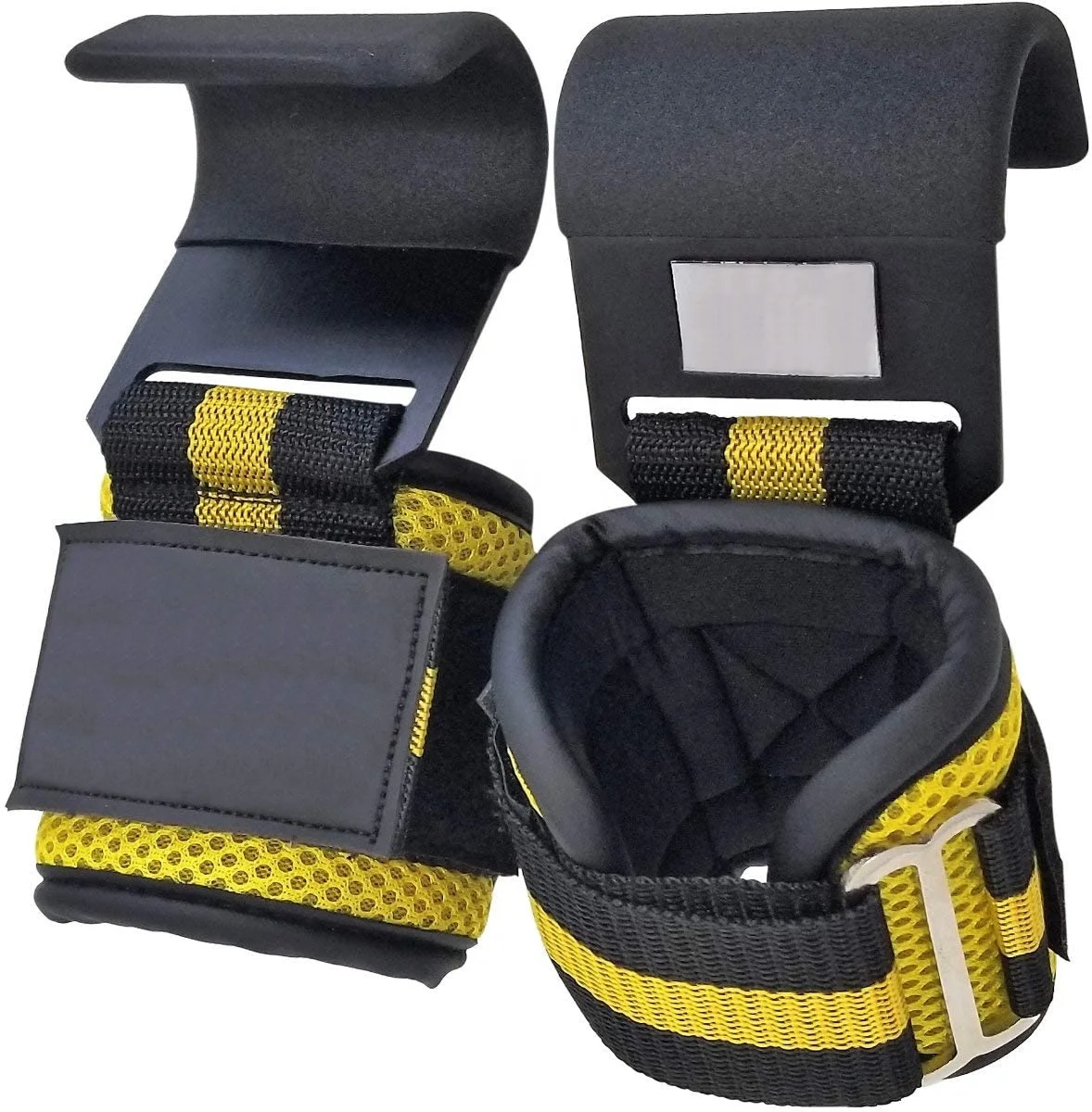 Custom Weight Lifting Pull Ups Rod Hooks Wrist Wrap Training Fitness Straps Gym Support Power Lifting Hook Grips Neoprene Pad