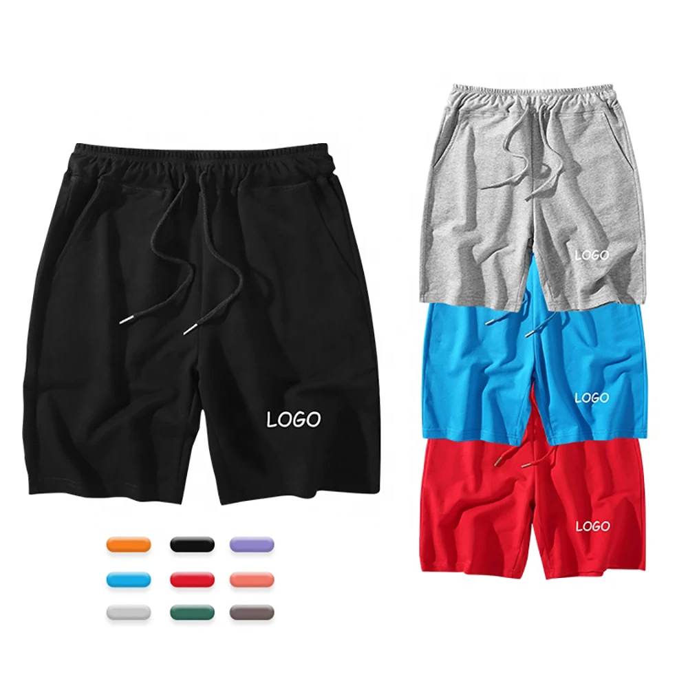  Шорты мужские с кулиской повседневные однотонные спортивные хлопковые для бега тренажерного зала на заказ