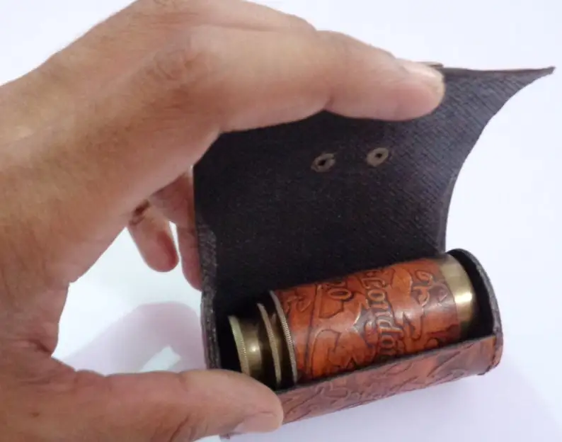 Vintage Antique Leather Case Brass Telescope Nautical Pirate Spyglass Beautiful Hiking Nautical Brass Telescope With Wooden Box