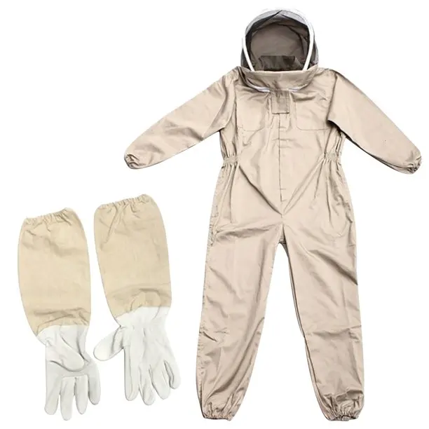 Full Jumper Style Unisex Beekeeping Suit Set Premium White Cotton Keeping Cool and Protected Wrists and Ankles from Stings