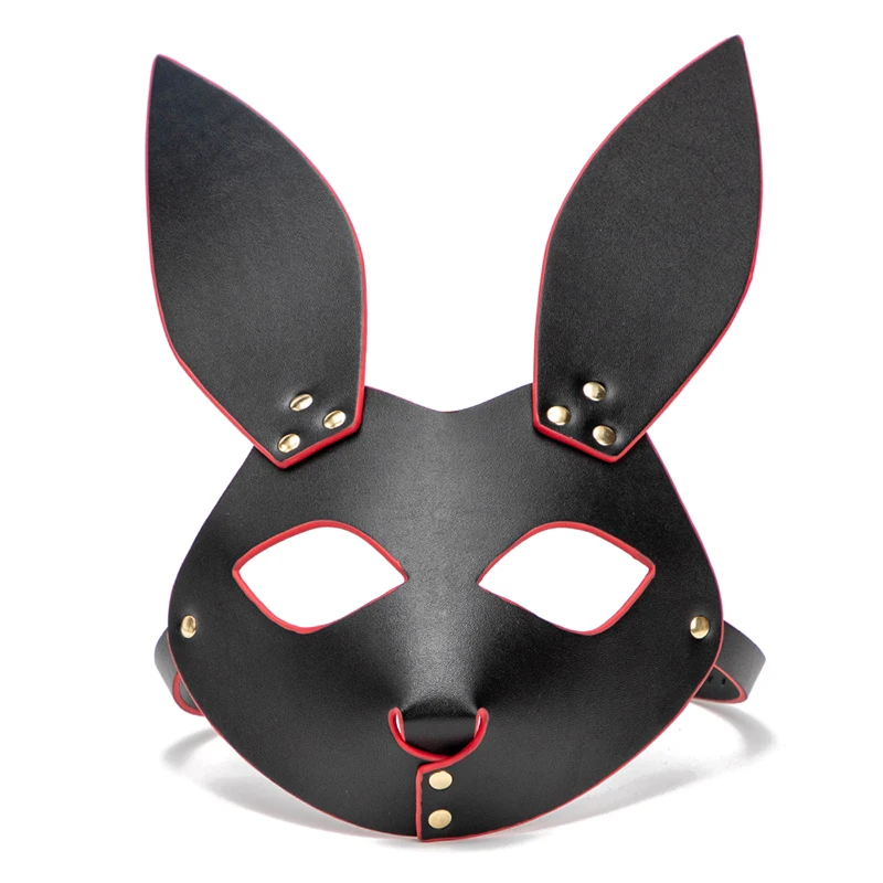 Black PU Leather Bondage Hood Full Face Blinder Detachable Cover Eye Head for Unisex Adult Play BDSM Sex Maskes