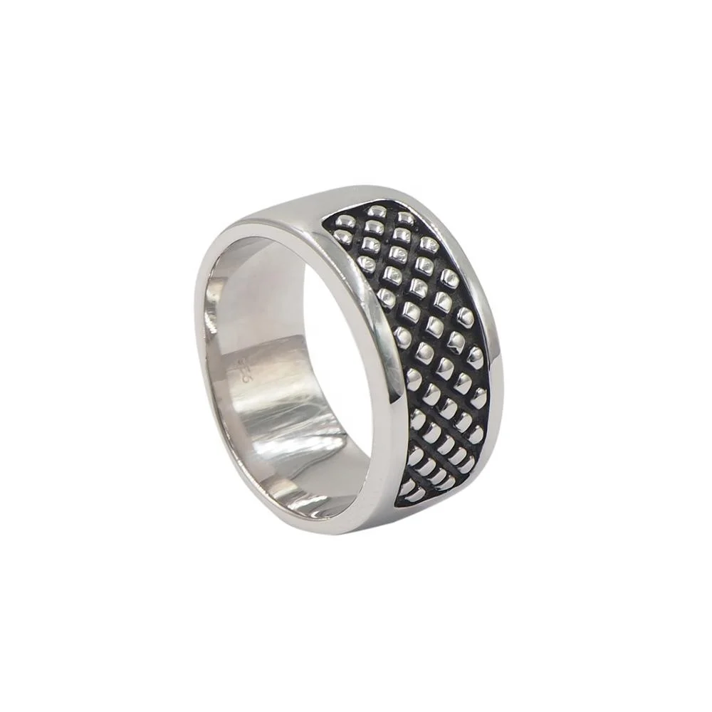 custom jewelry 925 Silver ring for man wholesale and export rhodium oxidation ring men