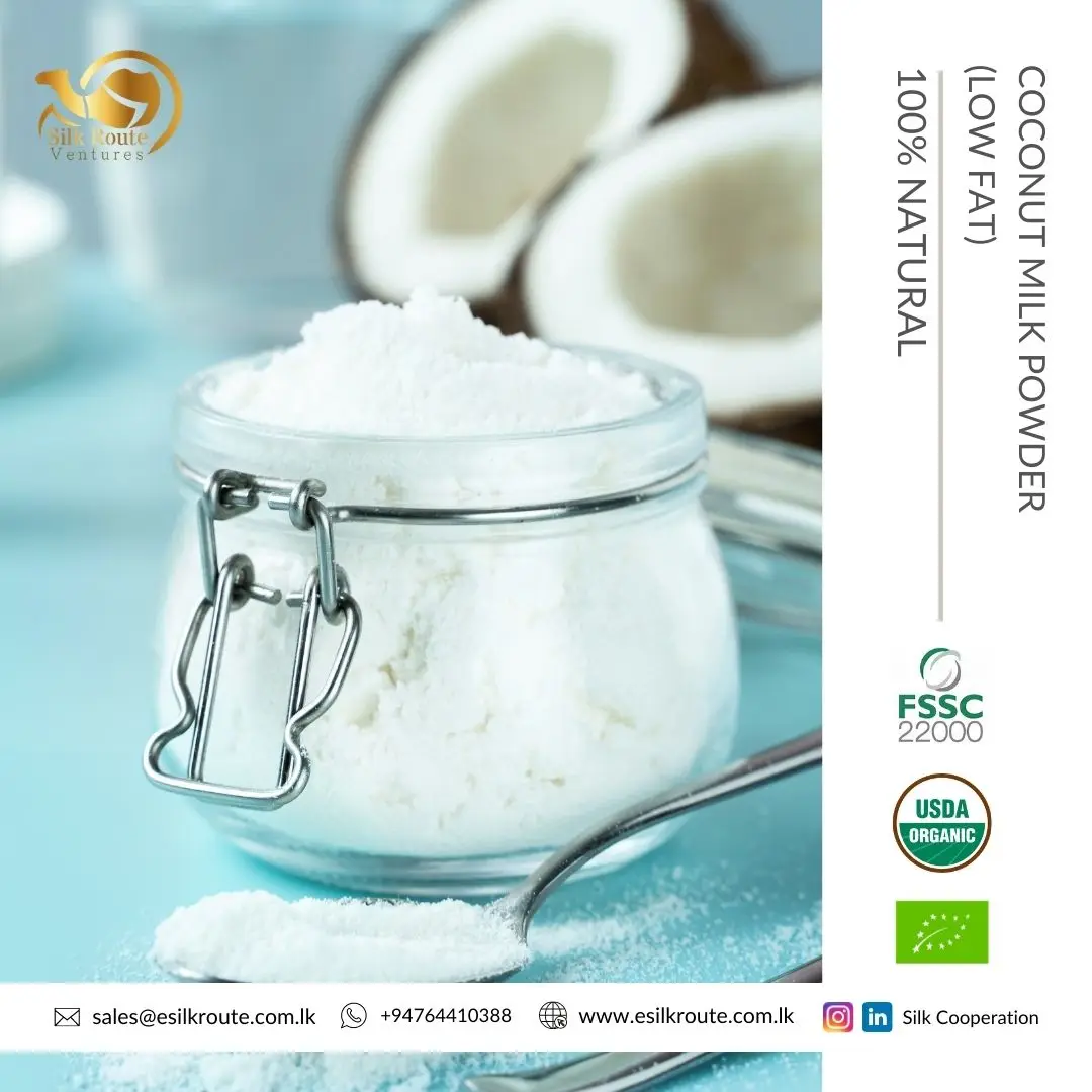 100% Pure Quality Organic Sweet Virgin Coconut Milk Powder Low Fat from Raw Unsweetened Coconut Cream
