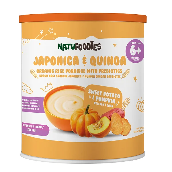 
Natural Natufoodies Organic Rice Porridge with Prebiotics Sweet Potato & Pumpkin No Sugar Added 