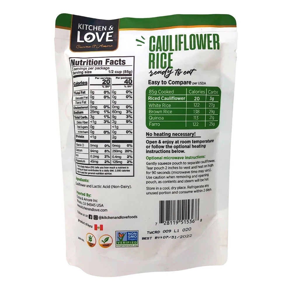 
RTH Cauliflower Rice Ready To Eat Vegan Organic Gluten Free Pre Cooked Keto 