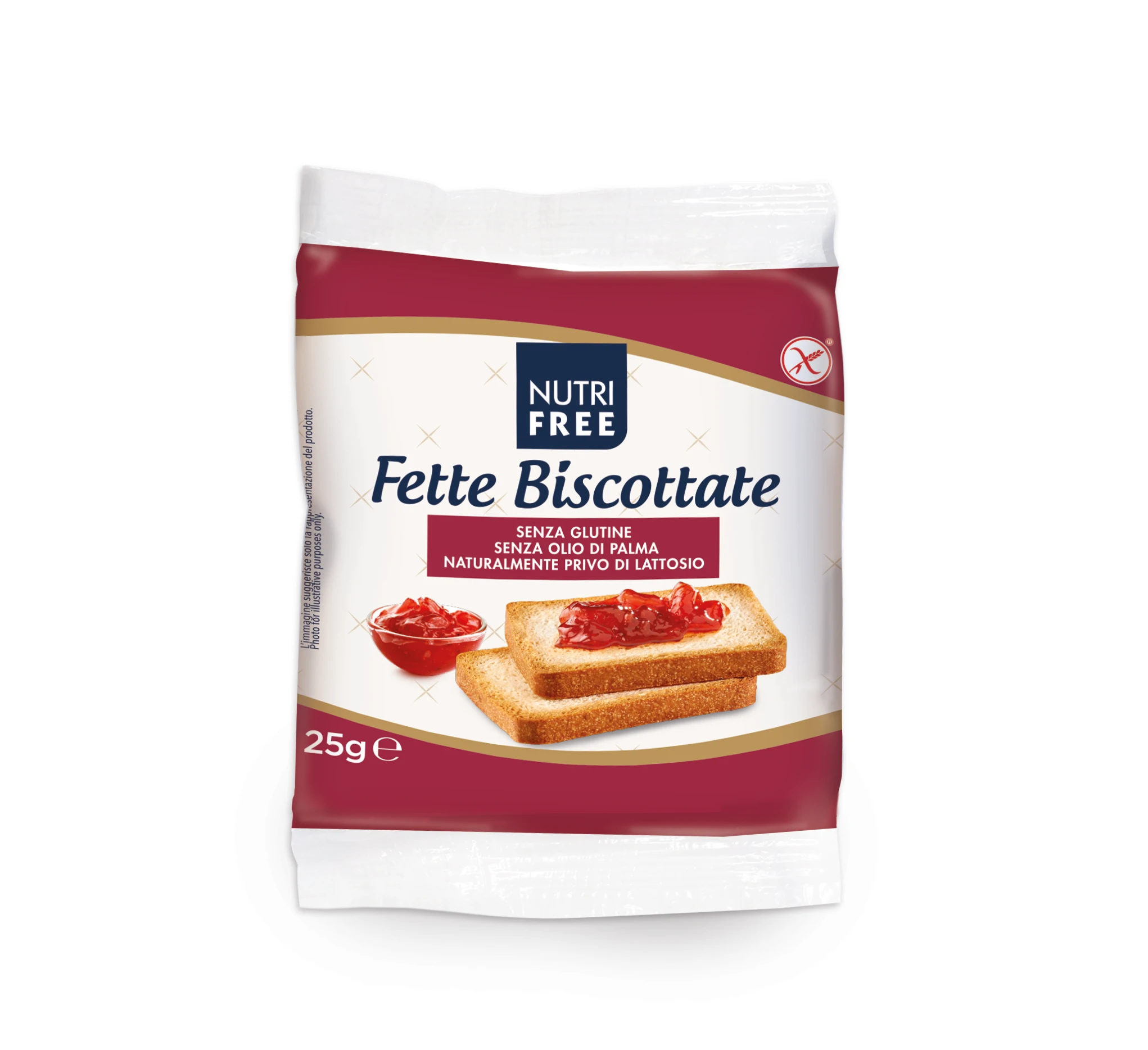 Gluten Free RUSKS SINGLE-SERVE PACK 25g Bag Packaging Bread BCS with 9 Shelf Life Grain Flavor with BRC Certification Salty IFS