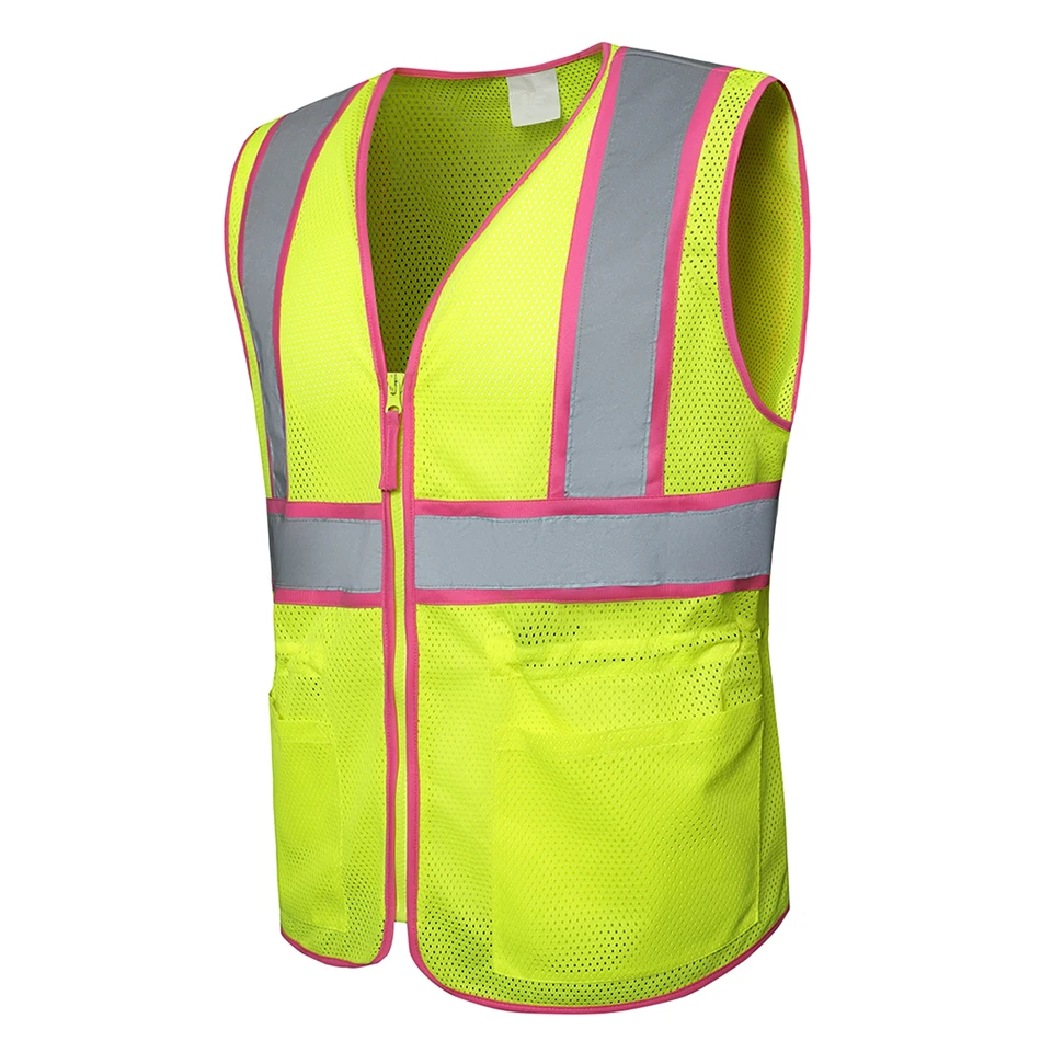High Visibility Reflective Safety Jacket Custom Logo Clothing With Zipper And Pockets Wholesale Safety Work Vests Clothing