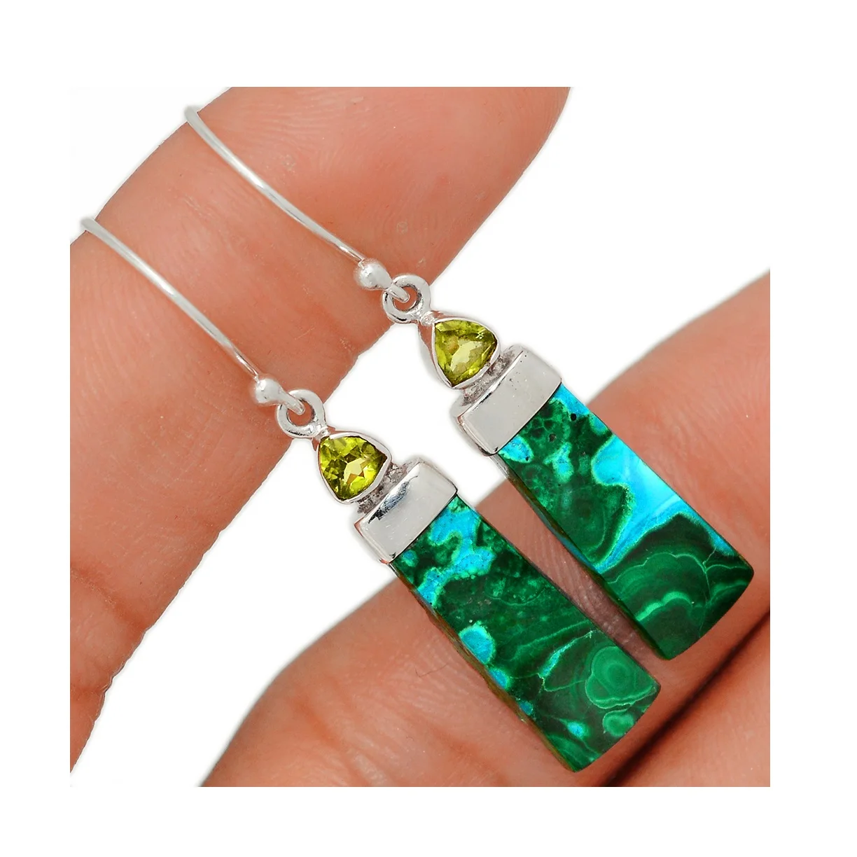  Индийский производитель ювелирных изделий настоящие камни малахит в хризоколле серьги из твердого серебра 925 пробы большие серьги-кольца