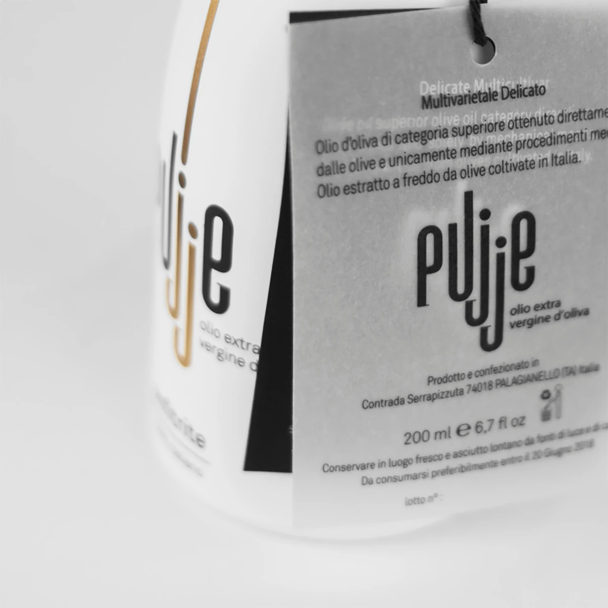  Высококачественный дизайн Сделано в Италии EVOO Anfitrite Premium Line стеклянная бутылка 200 мл повязка для