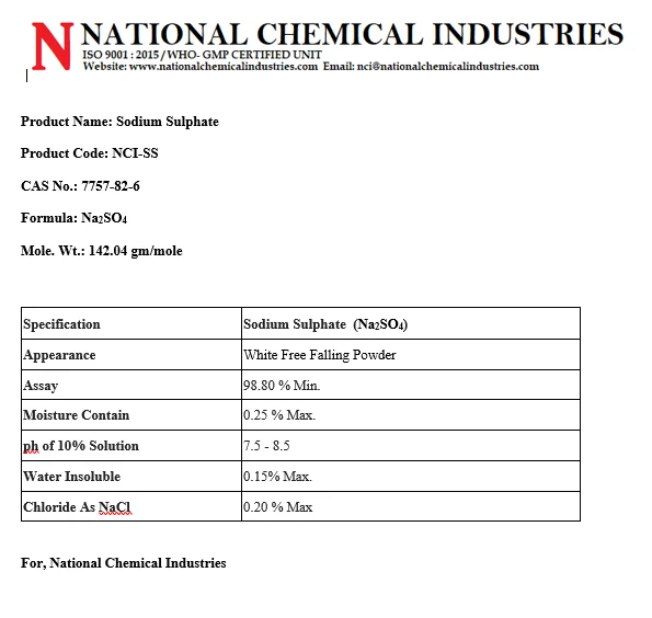 
Sodium Sulphate 