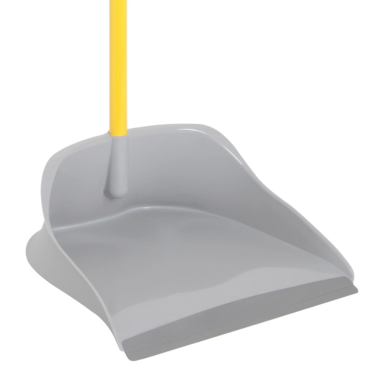Upright Plastic Dustpan with Rubber Lip and Foot Fix | Long Yellow Metal Stick and Ergonomic Grip | Made in Italy