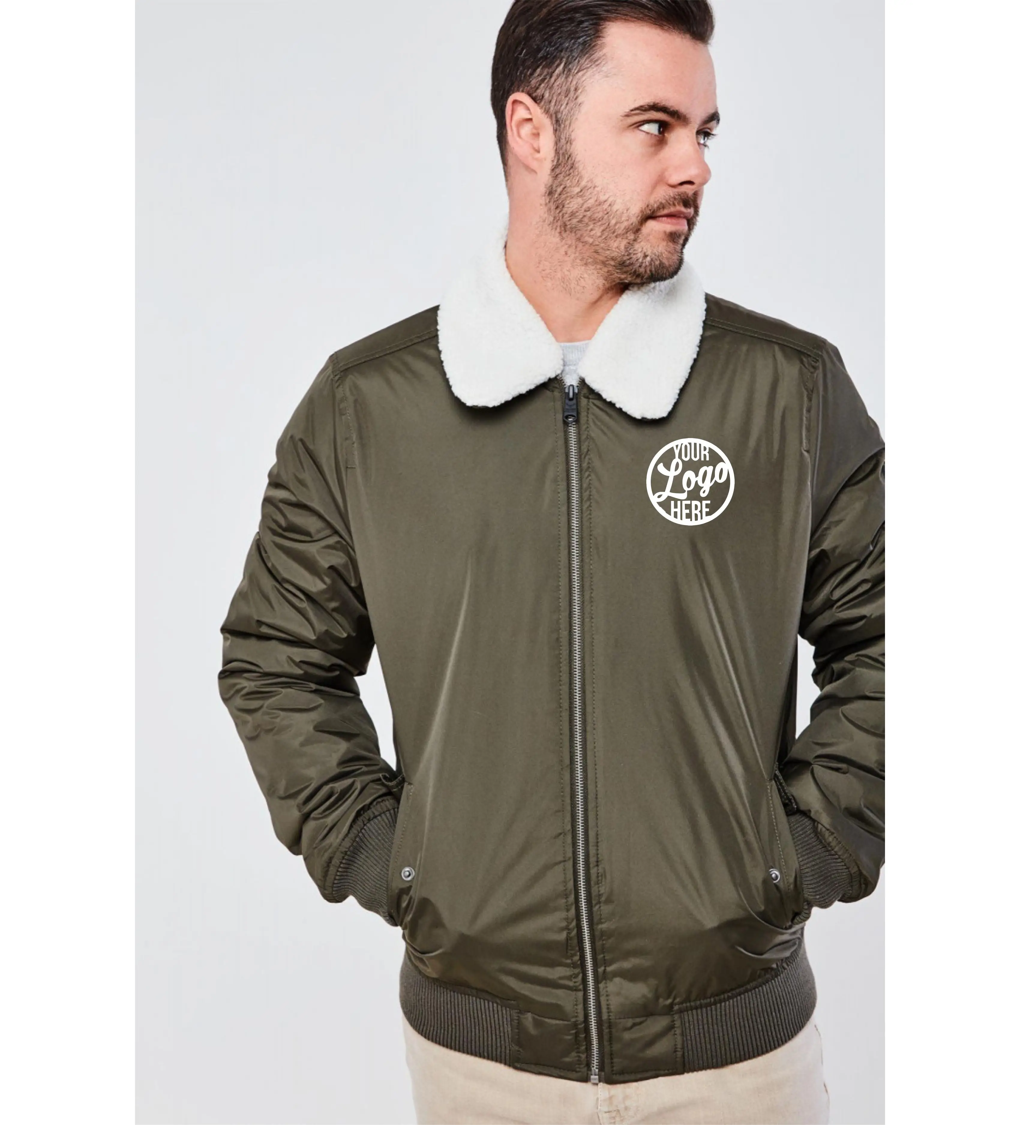 Мужская нейлоновая Высококачественная куртка-бомбер без рисунка на заказ оптом атласная мужская зимняя с подкладкой