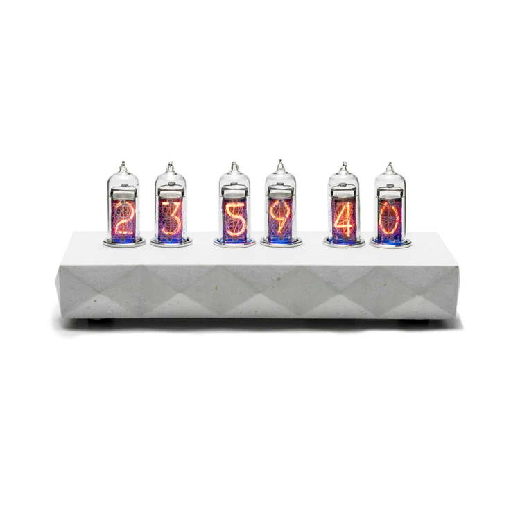 Лучшее качество, изготовленные nixie часы «Saturn-C», бетонный корпус от известного российского дизайнера, разные цвета, настольные часы