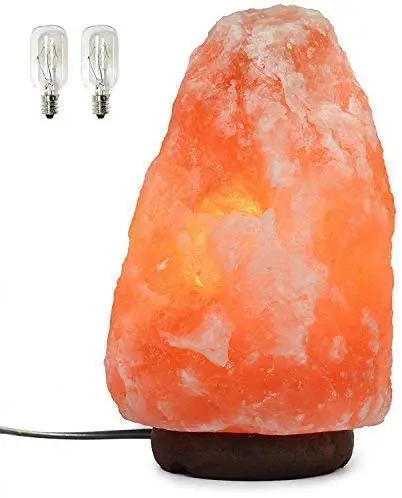 7 Inch Himalayan Salt Lamp with Dimmer Cord Night Light Natural Crystal Rock Classic Wood Base bulb