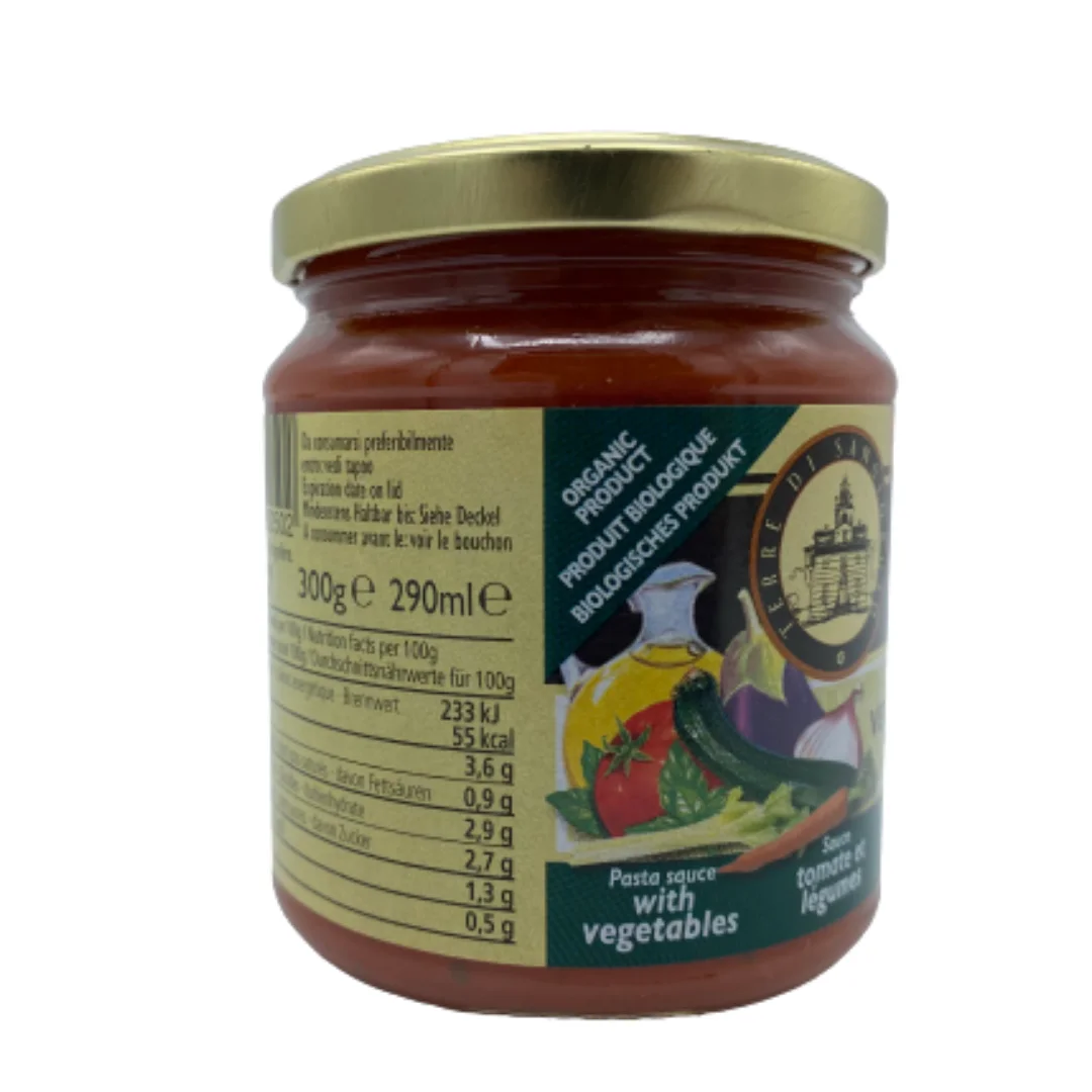 Organic italian quality ready to eat  TOMATO SAUCE with vegetables 300gr