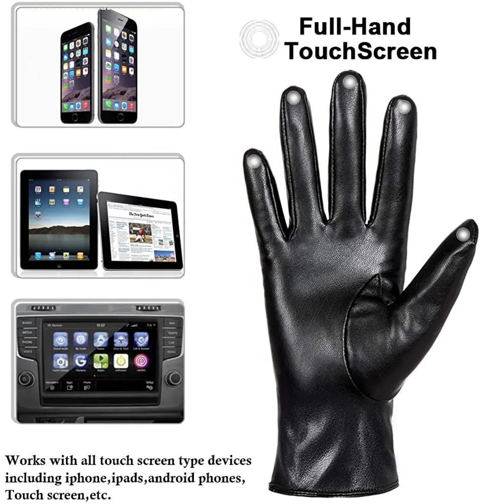 high-quality luxury, soft Winter Leather Gloves for Women, Touchscreen Texting Warm Driving Gloves