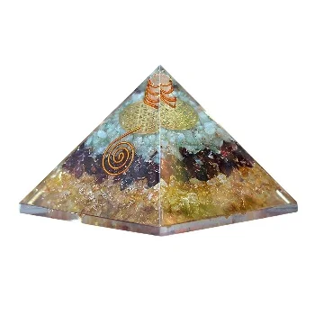Orgonite Crystal Triple Money Pyramid Energy Generator Promotes Wealth and Prosperity with Green Aventurine