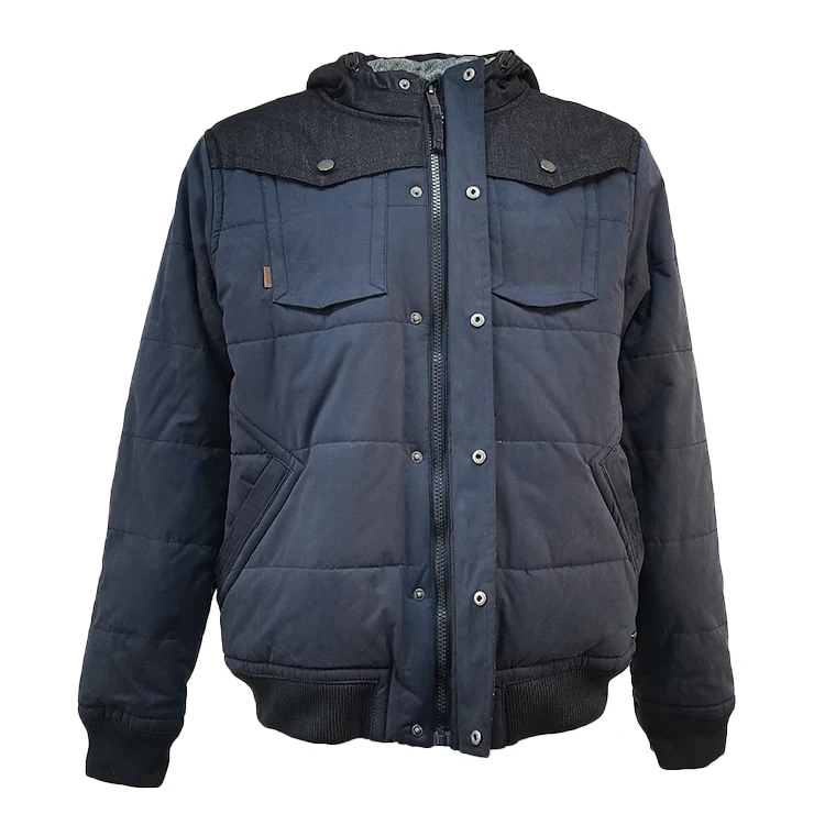 High Quality Outdoor Casual Warm Softshell Black Padded Jacket For Men