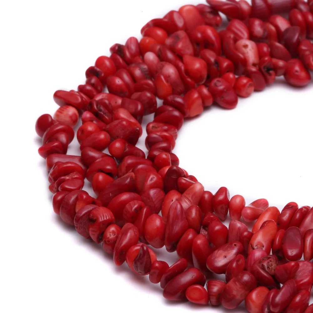 Nice 7~8mm Red Coral Chips Beads For Jewelry Making