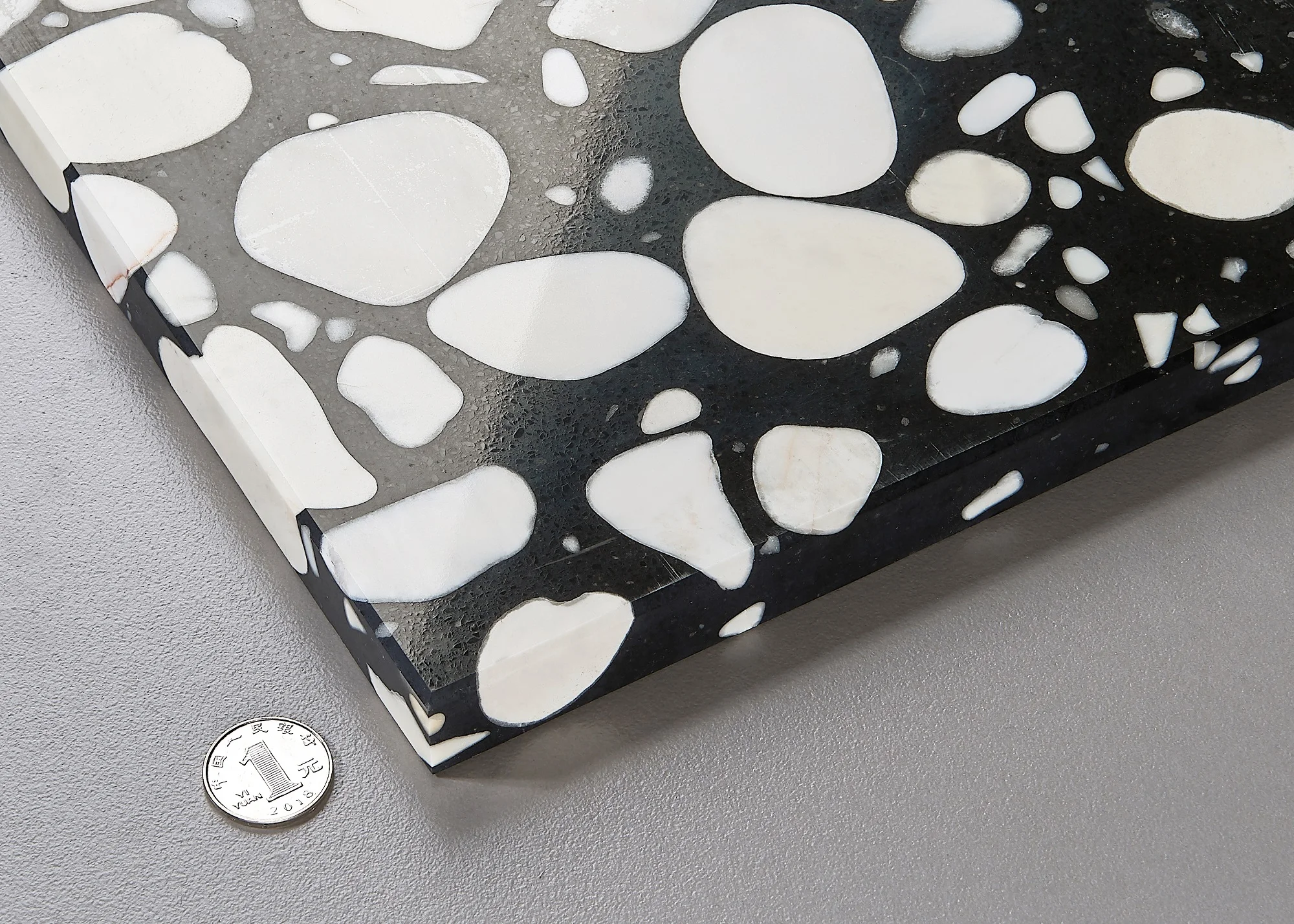 Epoxy resin countertop black terrazzo panel artificial stone table for indoor decoration