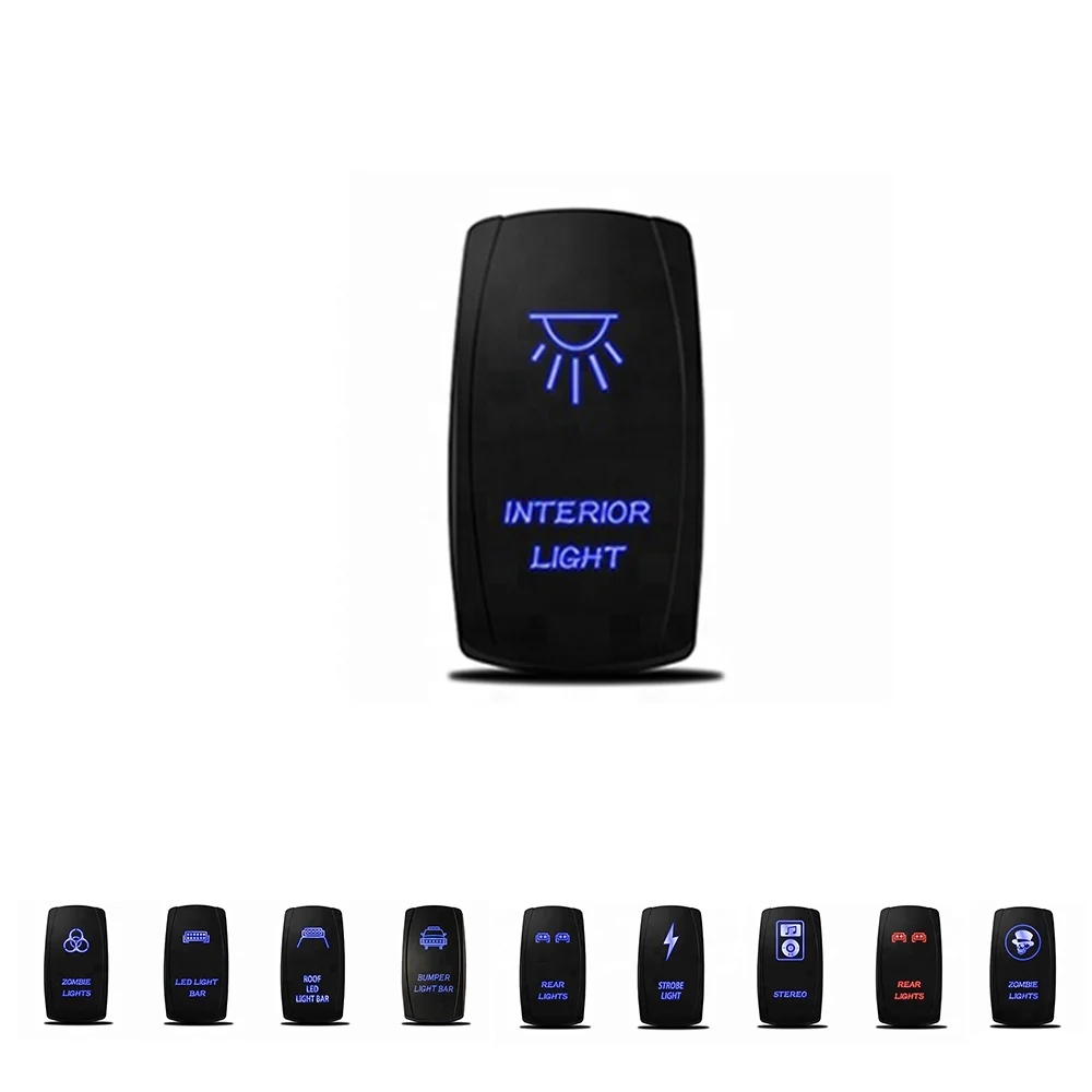 MICTUNG Illuminated LED Lights Different Symbols On-Off 5Pin Car Marine Led Waterproof Rocker Switch Panel