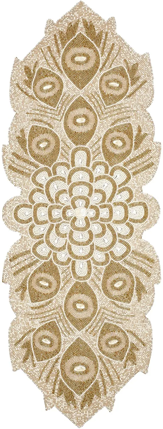 Beaded Table Runner Place Mat for Dining Table Decoration Farmhouse Decor Bridle Baby Shower