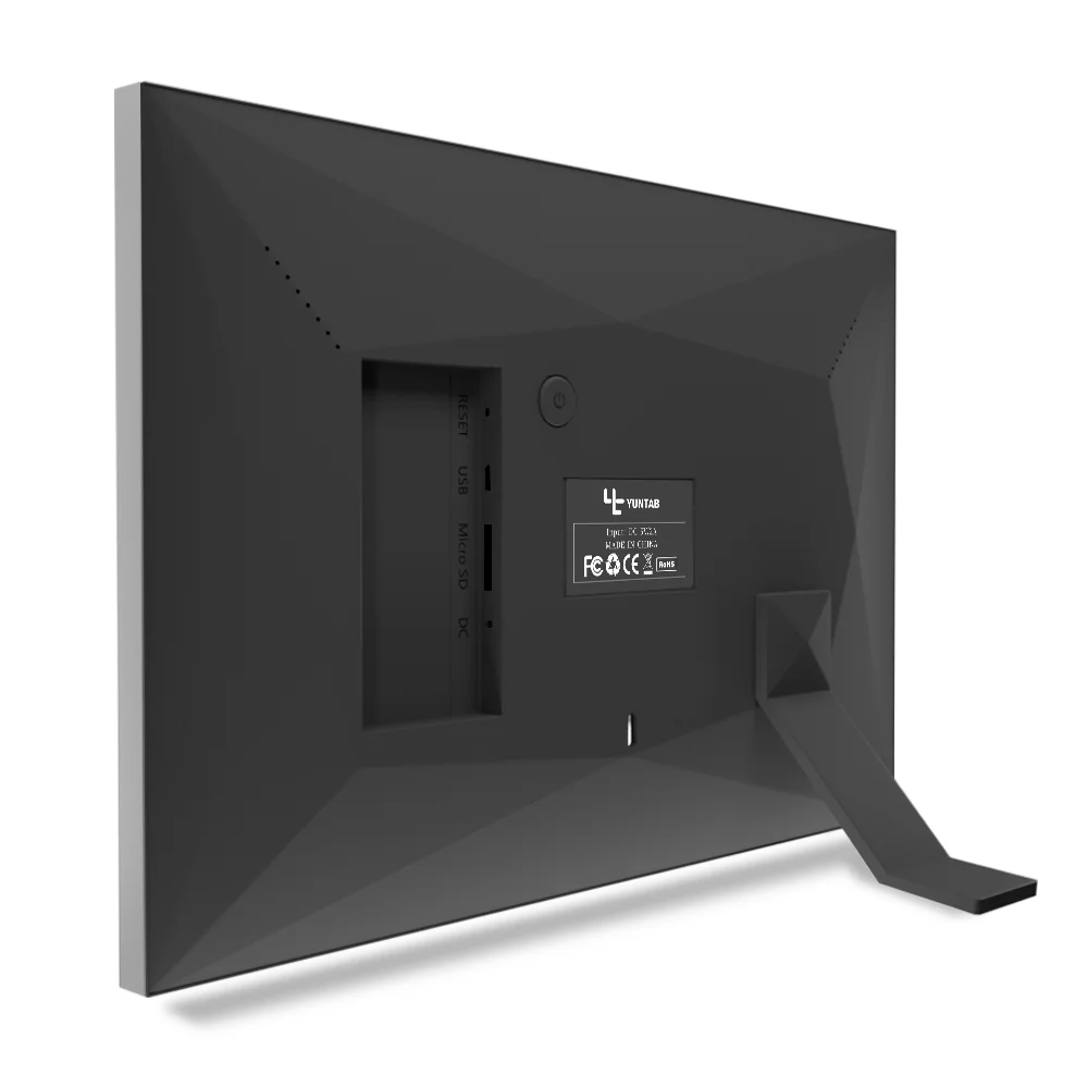 Type  C Gray wood border Digital Frame, 1280P 10 inch WiFi, Support Multi-User Connection and Instantly Share Photo by APP