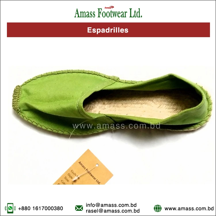 Manufacturing Exceptional Quality 100% Cotton Canvas Material Hand Made Espadrilles Flats for Wholesale Purchasers