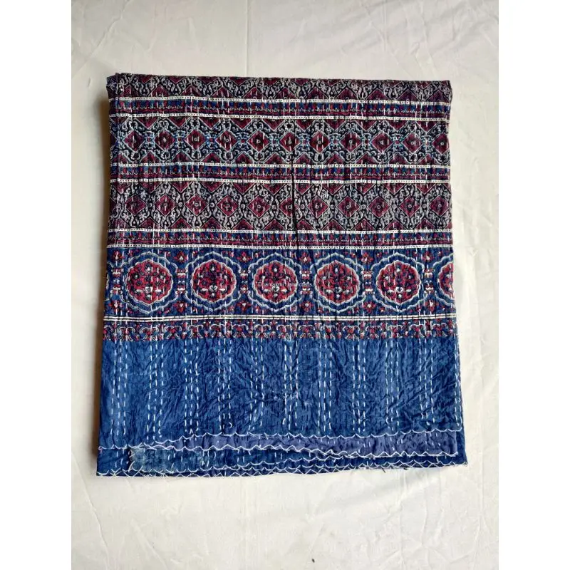 Домашнее декоративное красивое Хлопковое одеяло цвета индиго ручной работы Kantha покрывало оптом индийское Ajrakh ручная печать Gudari