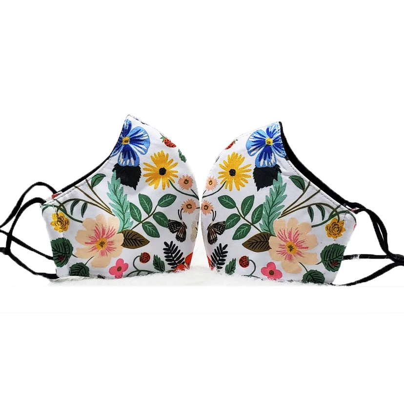 Fashion Fabric 3 ply Face Maskes Floral Print Unisex Cute Printing Outdoor Cotton Mouth Maskes Washable Soft Reuse Mas k