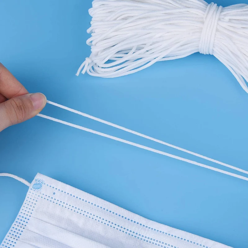 White 3mm 5mm Elastic Earloop String Rope Disposable Ear Band Cord Spandex DIY Round Durable Earloop For Sewing