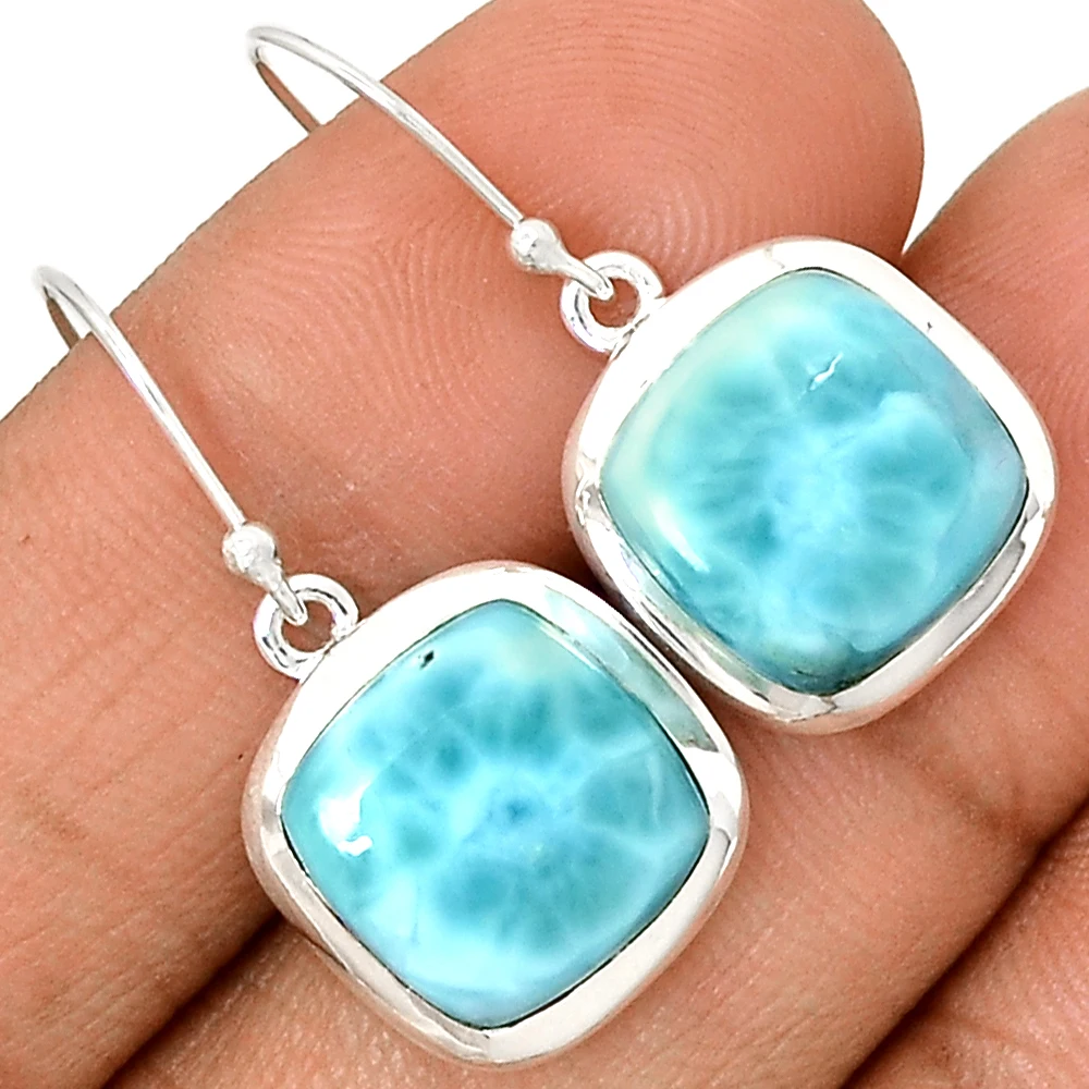 Лучший продавец месяца в Доминиканской Республики-Серьги с драгоценными камнями Ларимар, оптом и оптом 925 серебряные ювелирные изделия Ларимар, Джайпур