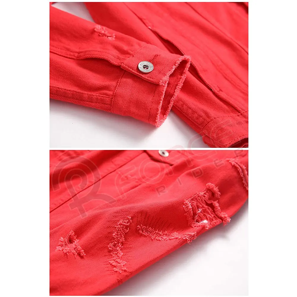 Осенне-зимняя модная джинсовая мужская красная куртка оптом