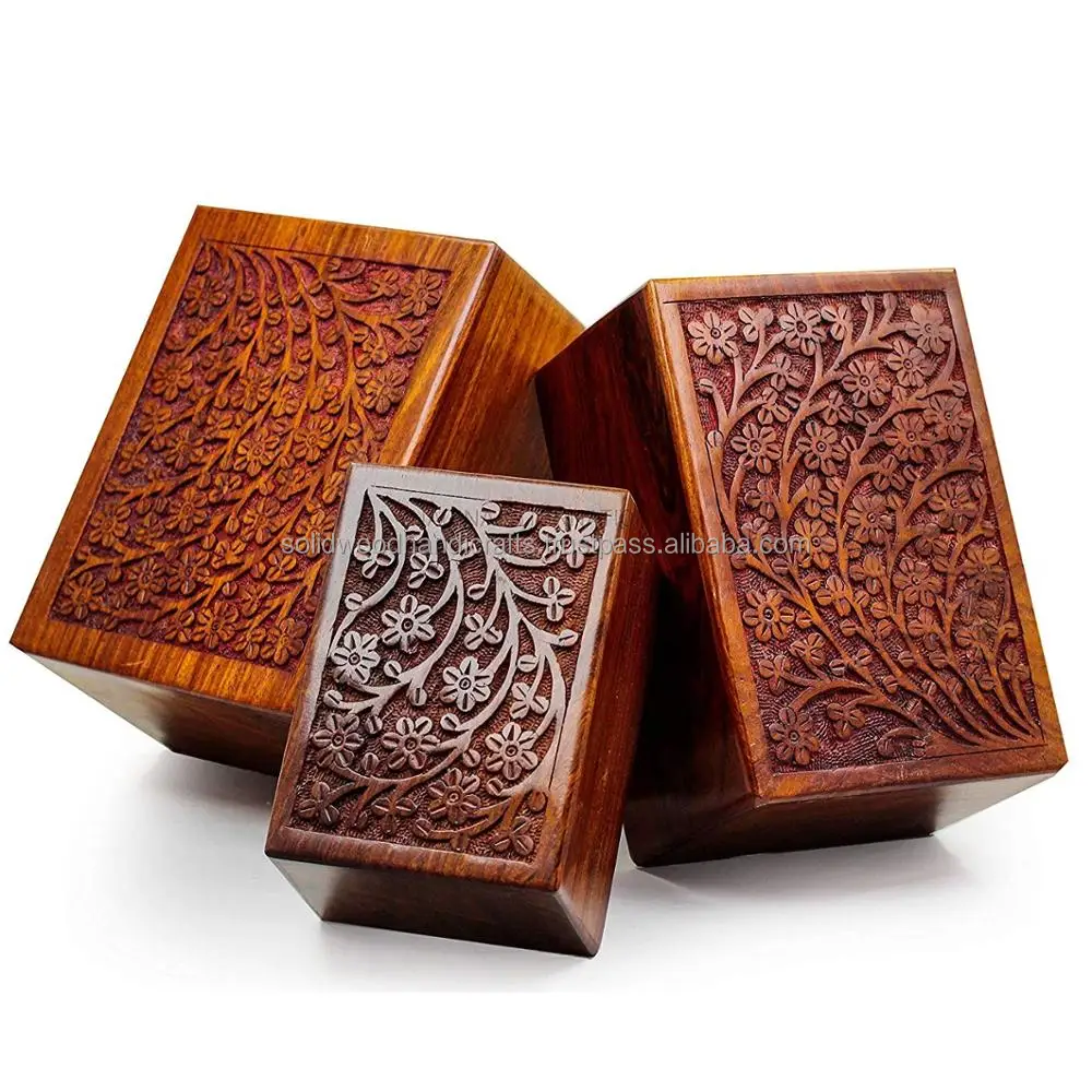 WOODEN HAND CARVED PET CREMATION URNS ITEM HUMAN CREMATION URNS