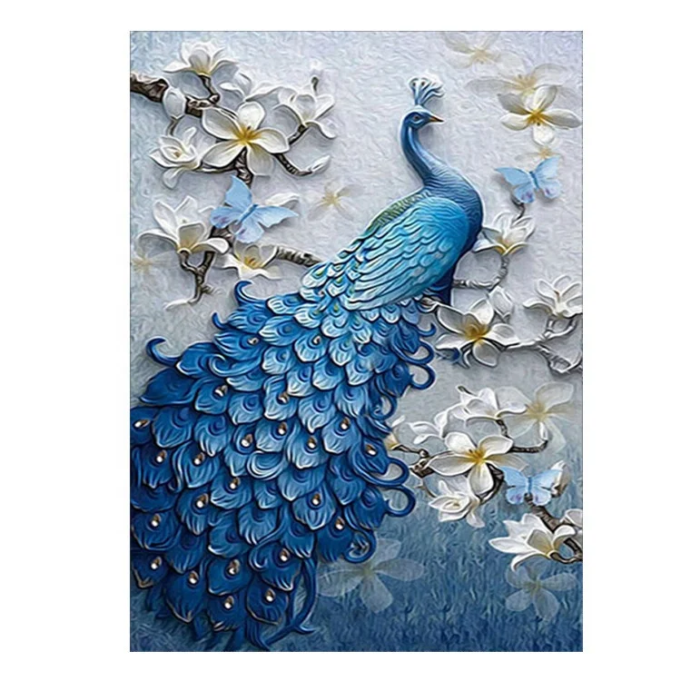 
Home wall decoration round diamond painting blue peacock butterfly diamond embroidery art DIY 5D diamond painting kit 